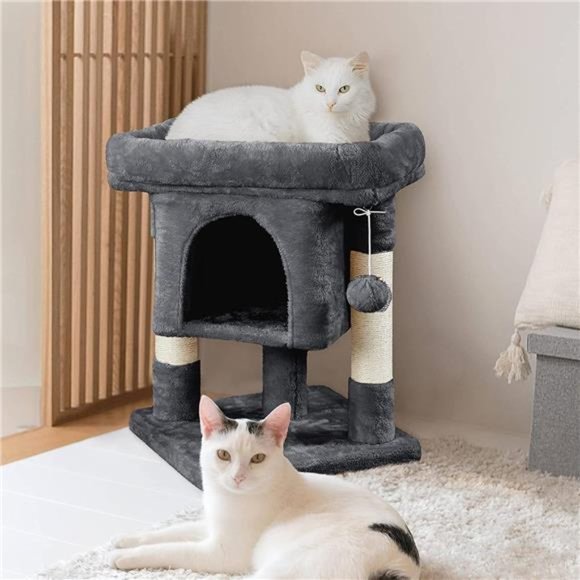 23.5in Cat Tree Tower, Cat Condo with Sisal-Covered Scratching Posts - Dark Gray - Picture 3 of 7